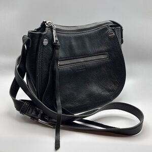Aimee Kestenberg Black Leather Crossbody Shoulder Bag Lined Silver Hardware